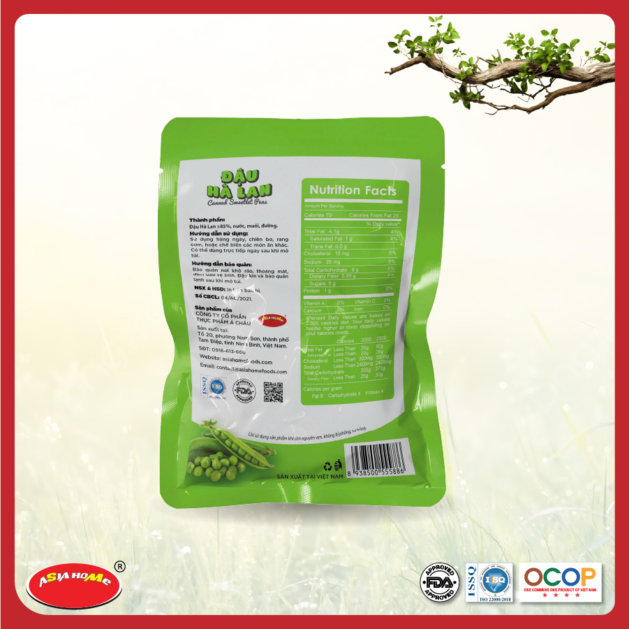 Đậu Hà Lan nguyên hạt ăn ngay hoặc chế biến Giữ trọn vị tươi ngon từ tự nhiên