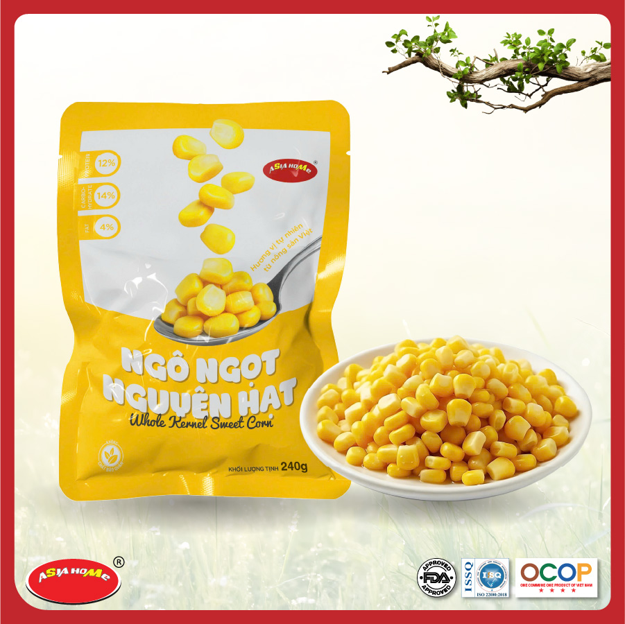 Ngô ngọt nguyên hạt ăn ngay hoặc chế biến ASIA HOME FOODS Giữ trọn vị tươi ngon từ tự nhiên