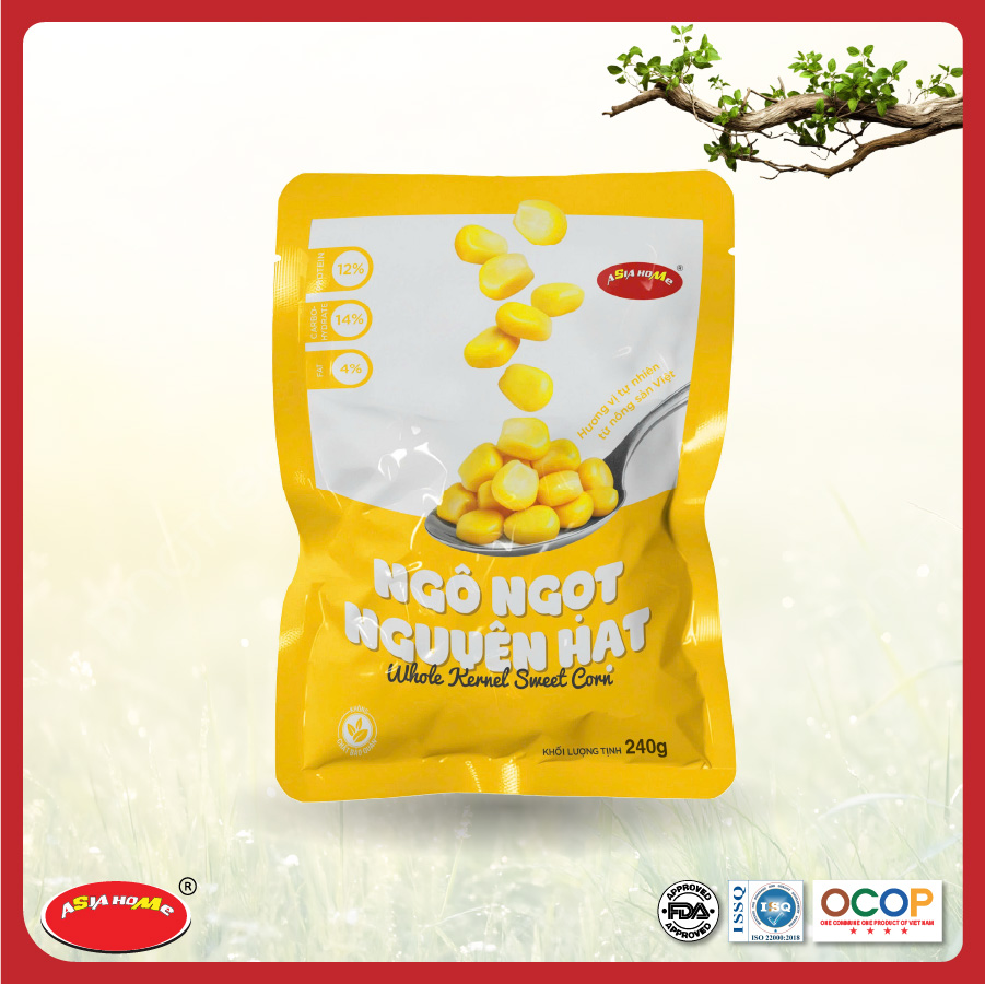 Ngô ngọt nguyên hạt ăn ngay hoặc chế biến ASIA HOME FOODS Giữ trọn vị tươi ngon từ tự nhiên