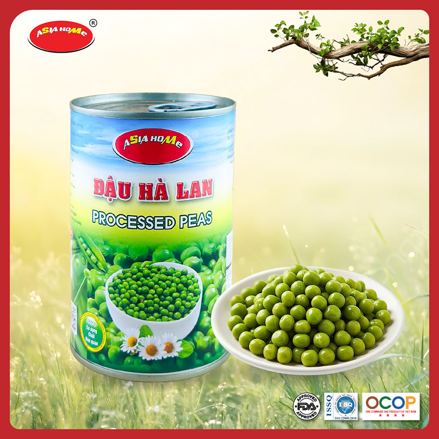 Đậu hà lan nguyên hạt lon 450g ASIA HOME giữ vị bùi ngọt tự nhiên, tiện lợi ăn liền hoặc chế biến, phù hợp bữa ăn lành mạnh cho gia đình hiện đại.