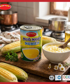 Ngô ngọt nguyên cám lon 450g ASIA HOME giữ trọn lớp cám giàu chất xơ, vị ngọt tự nhiên, tiện lợi ăn liền hoặc chế biến, phù hợp chế độ ăn lành mạnh.