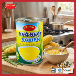 Ngô ngọt nguyên cám lon 450g ASIA HOME giữ trọn lớp cám giàu chất xơ, vị ngọt tự nhiên, tiện lợi ăn liền hoặc chế biến, phù hợp chế độ ăn lành mạnh.