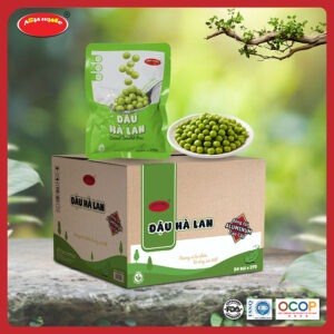 Thùng 24 gói đậu hà lan ASIA HOME tiện lợi, đậu nguyên hạt giữ vị ngọt tự nhiên, dễ dùng trực tiếp hoặc chế biến nhanh nhiều món ăn, phù hợp cho bữa ăn healthy hằng ngày của gia đình