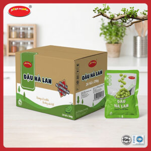 Thùng 24 gói đậu hà lan ASIA HOME tiện lợi, đậu nguyên hạt giữ vị ngọt tự nhiên, dễ dùng trực tiếp hoặc chế biến nhanh nhiều món ăn, phù hợp cho bữa ăn healthy hằng ngày của gia đình