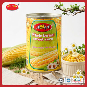 Ngô ngọt nguyên hạt ASIA 450g đóng hộp, hạt vàng giòn ngọt tự nhiên